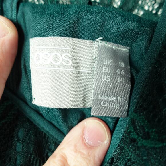 Asos Dress Womens SZ 14 Holiday Party Lace Fairy Whimsical Wedding Guest Modest - Picture 7 of 9